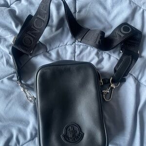 Moncler Black Belt Bag with Logo Strap